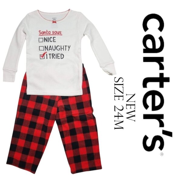 NEW Carter's Size 24M Baby Girl Christmas Outfit pajamas toddler pjs pants shirt - Picture 1 of 7